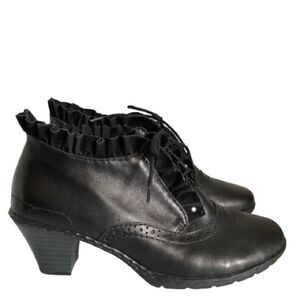‎RIEKER BLACK LEATHER LACE UP ANKLE BOOT SIZE 36